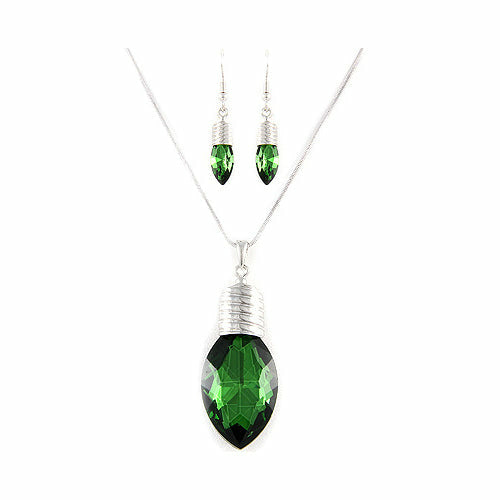Christmas Jewelry Set Crystal Christmas Light Holiday Necklace Silver